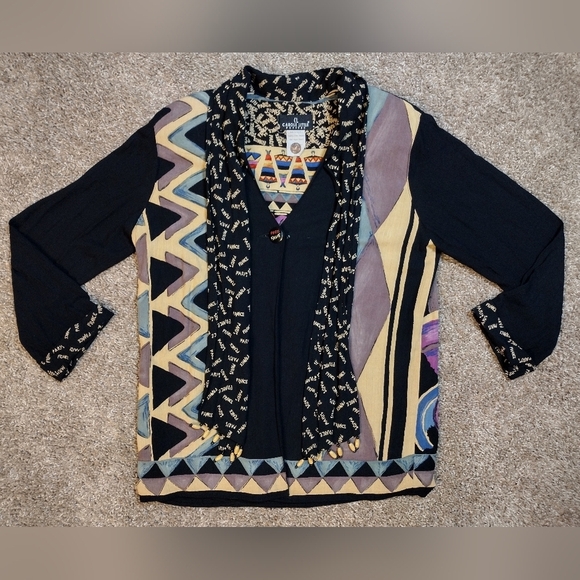 Carole Little Sweaters - Carole Little Vintage Paris Print One Button Cardigan